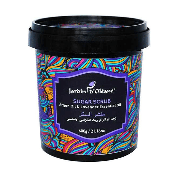 مقشر السكر بزيت الأركان وزيت الخزامى الأساسي من جاردن دي اوليان - 600جرام